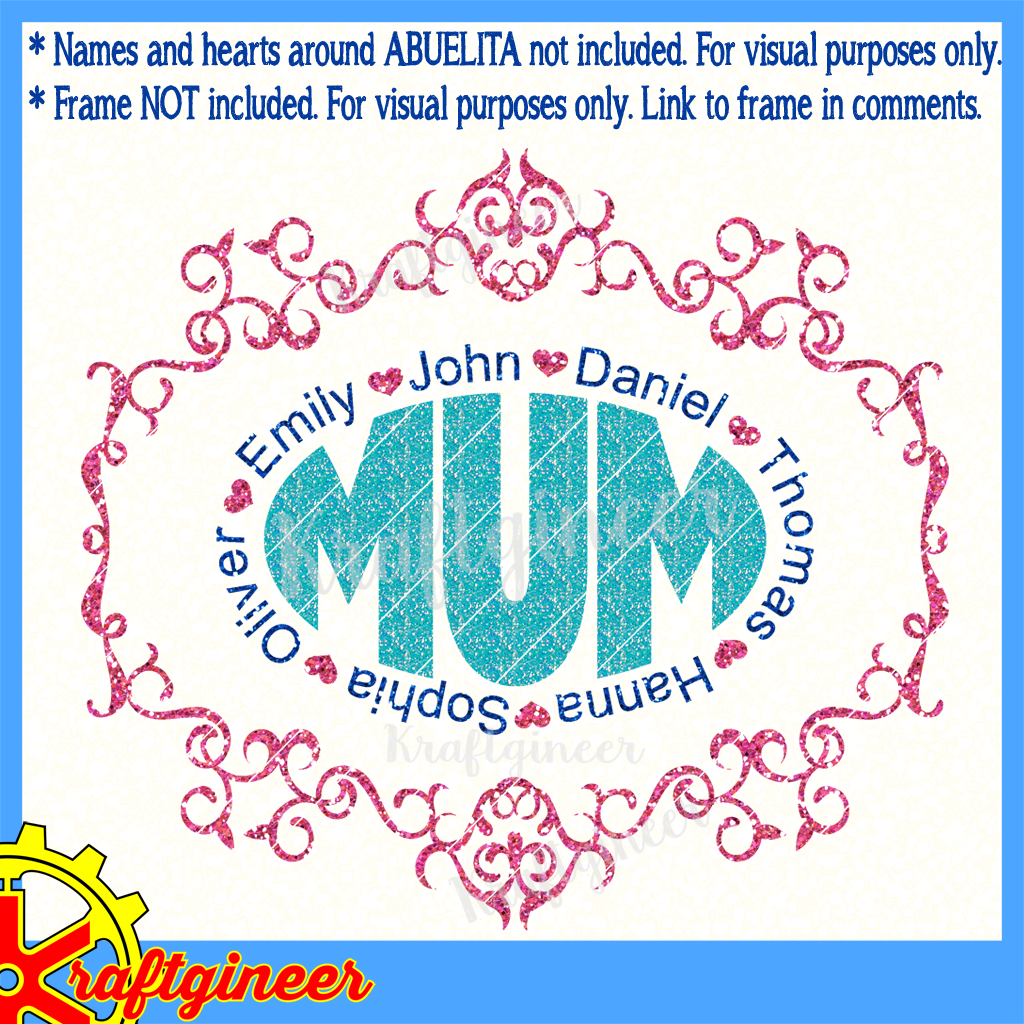 Mother's Day SVG | Oval Mom Names SVG, DXF, EPS, Cut File ...