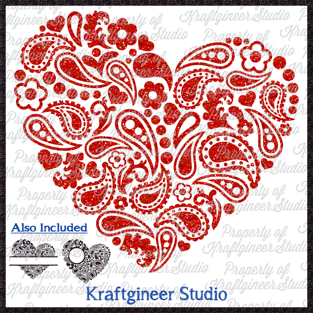 Download Valentine's Day SVG | Paisley Heart SVG, DXF, EPS, Cut ...