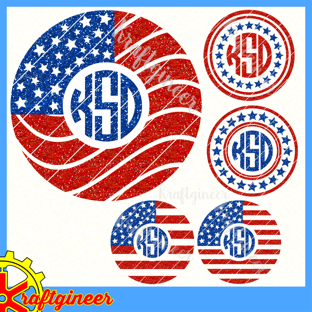 Download Fourth Of July Svg Patriotic Monograms Svg Dxf Cut File Kraftgineer Studio