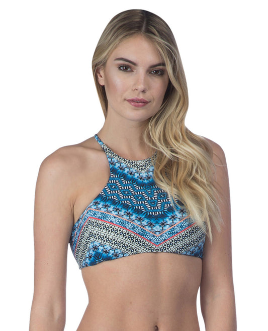 Lucky Brand Coastal Palms Cross Back Bralette Bikini Top