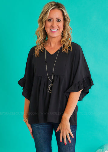 Final Sale Plus Size Peplum Top in Black