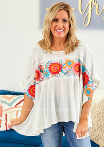 Tropical Delight Embroidered Top