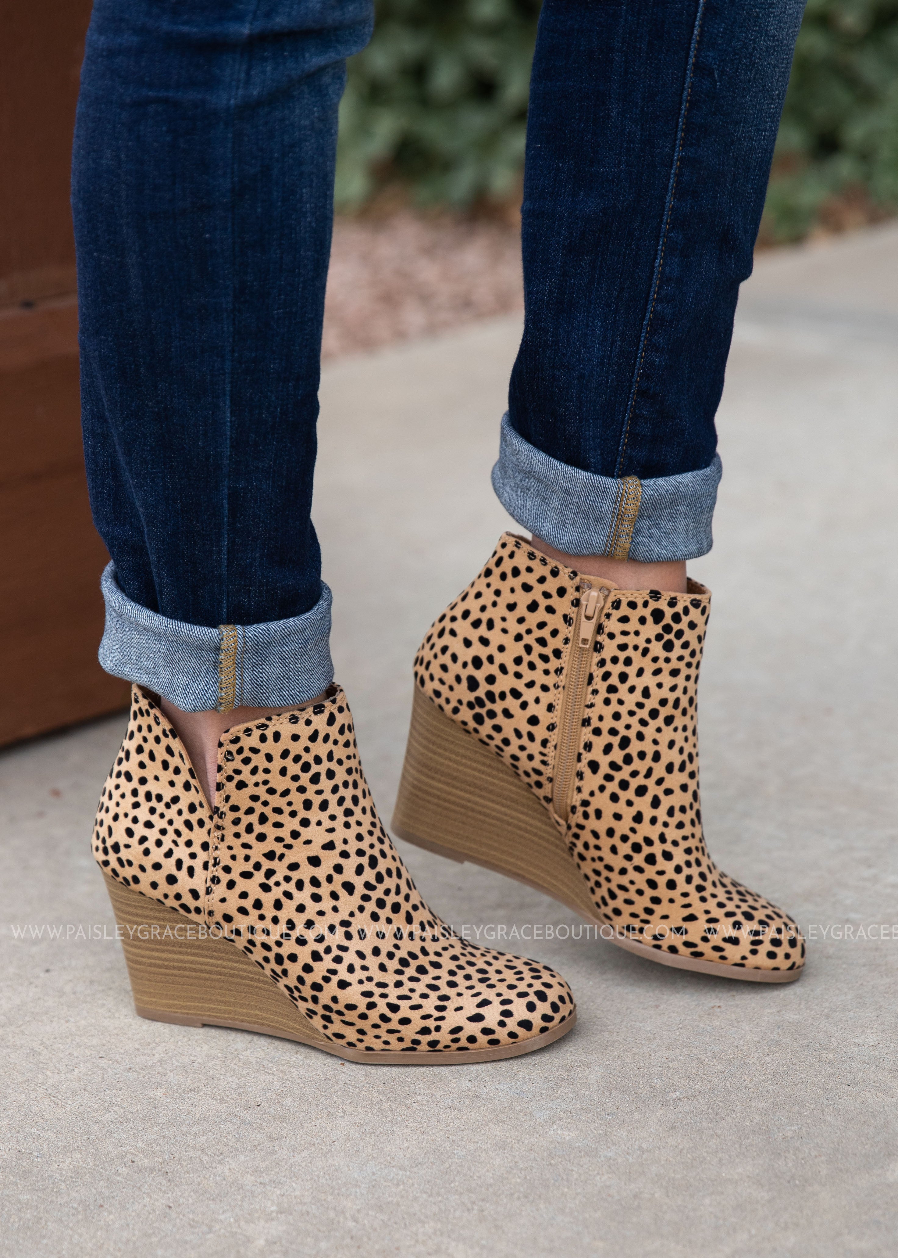 cheetah wedge booties