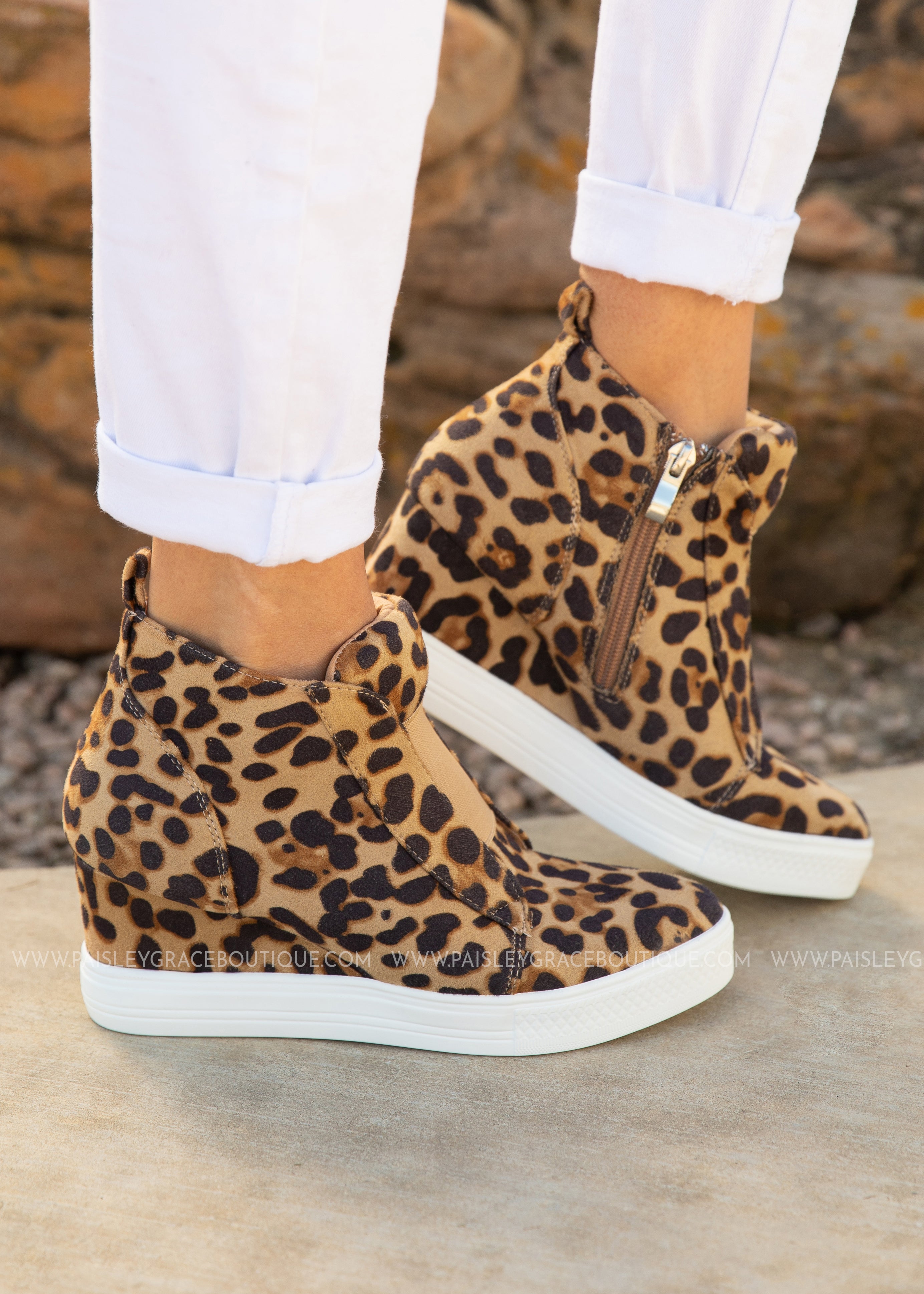 leopard wedge sneakers