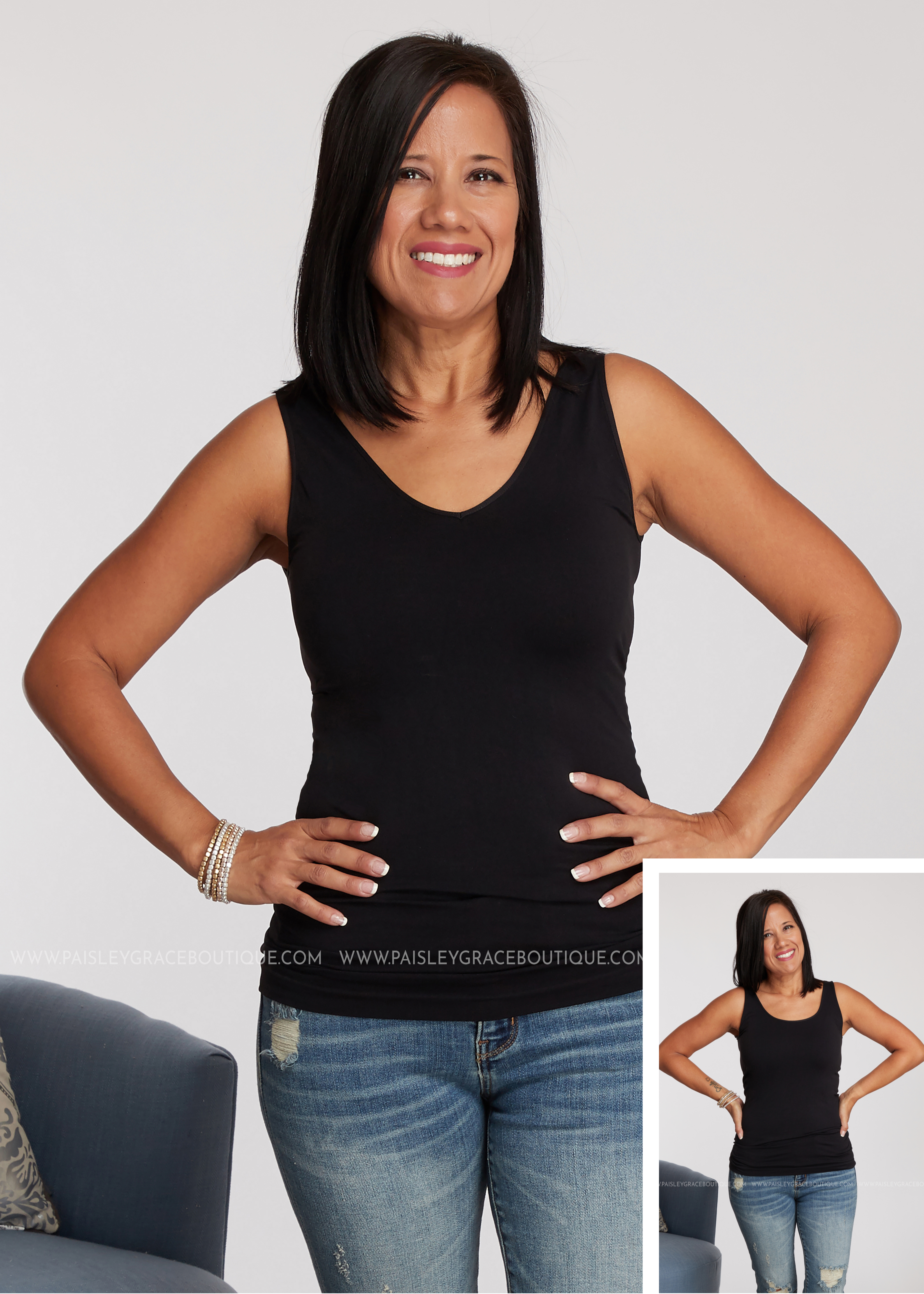 black wide strap cami top