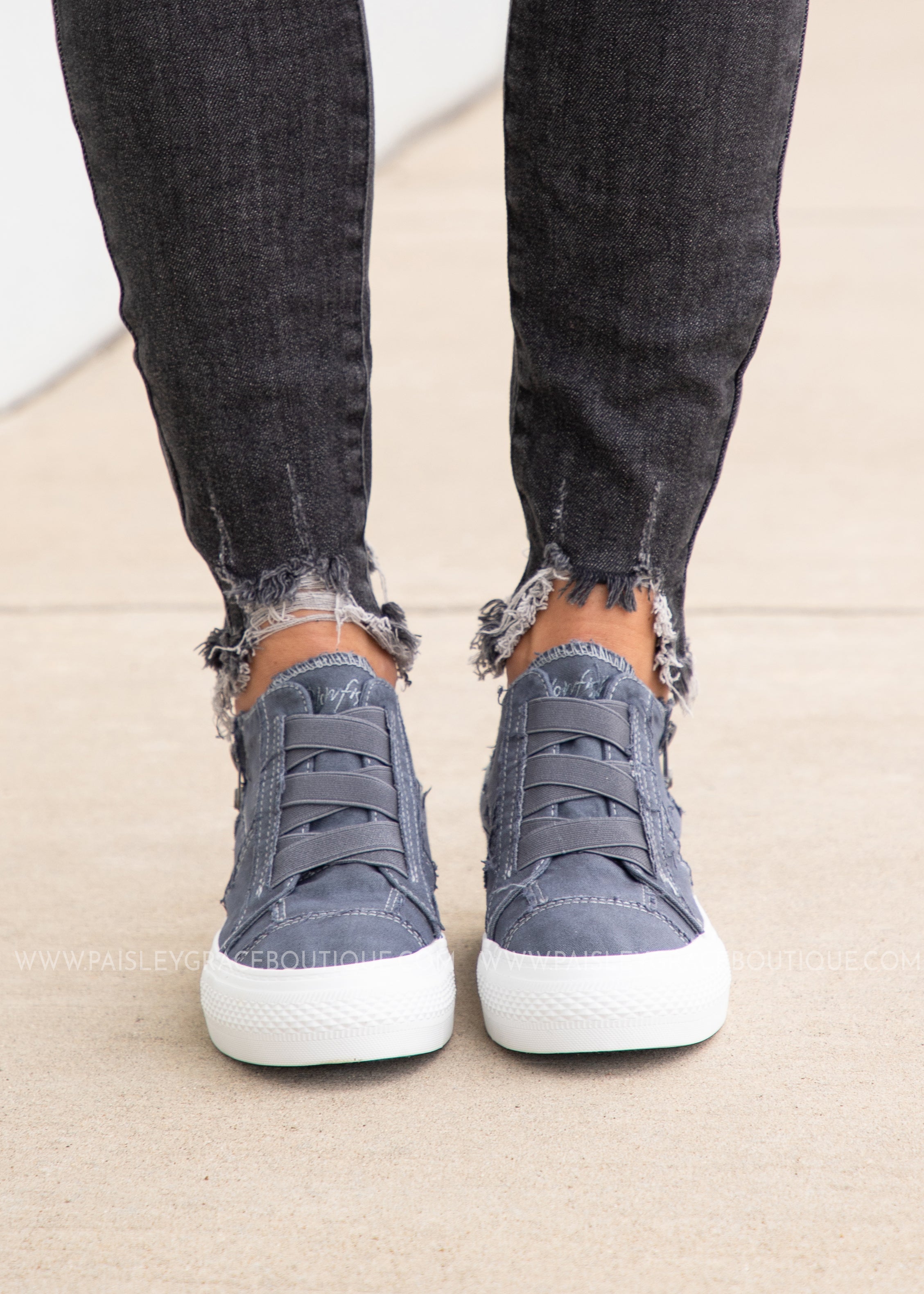 denim wedge sneakers