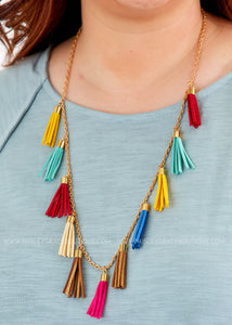 Multicolored Tassel Gold Necklace