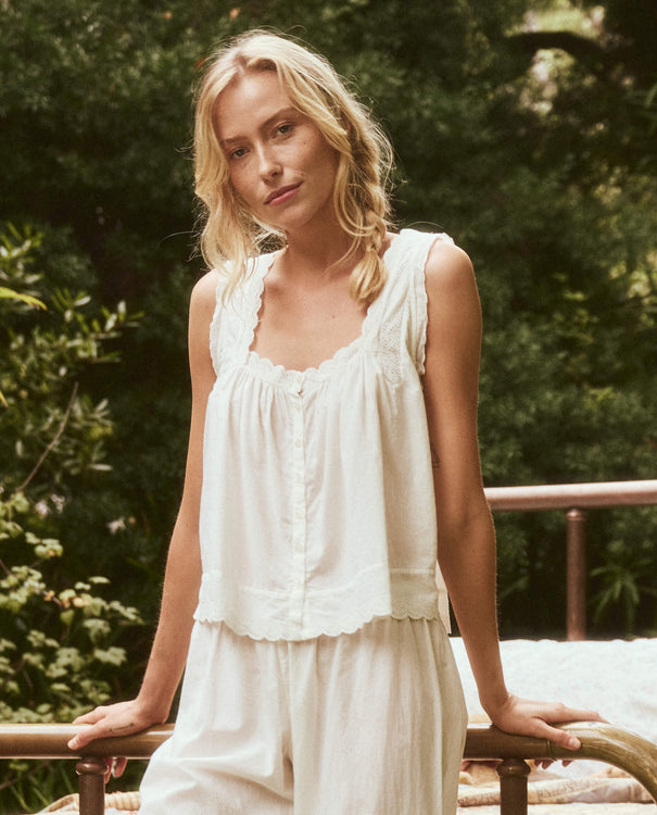 Bermuda Eyelet Tank In White