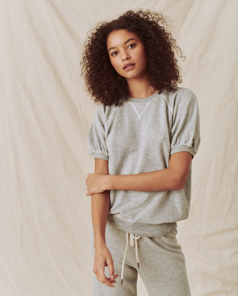 grey puff sleeve sweatshirt