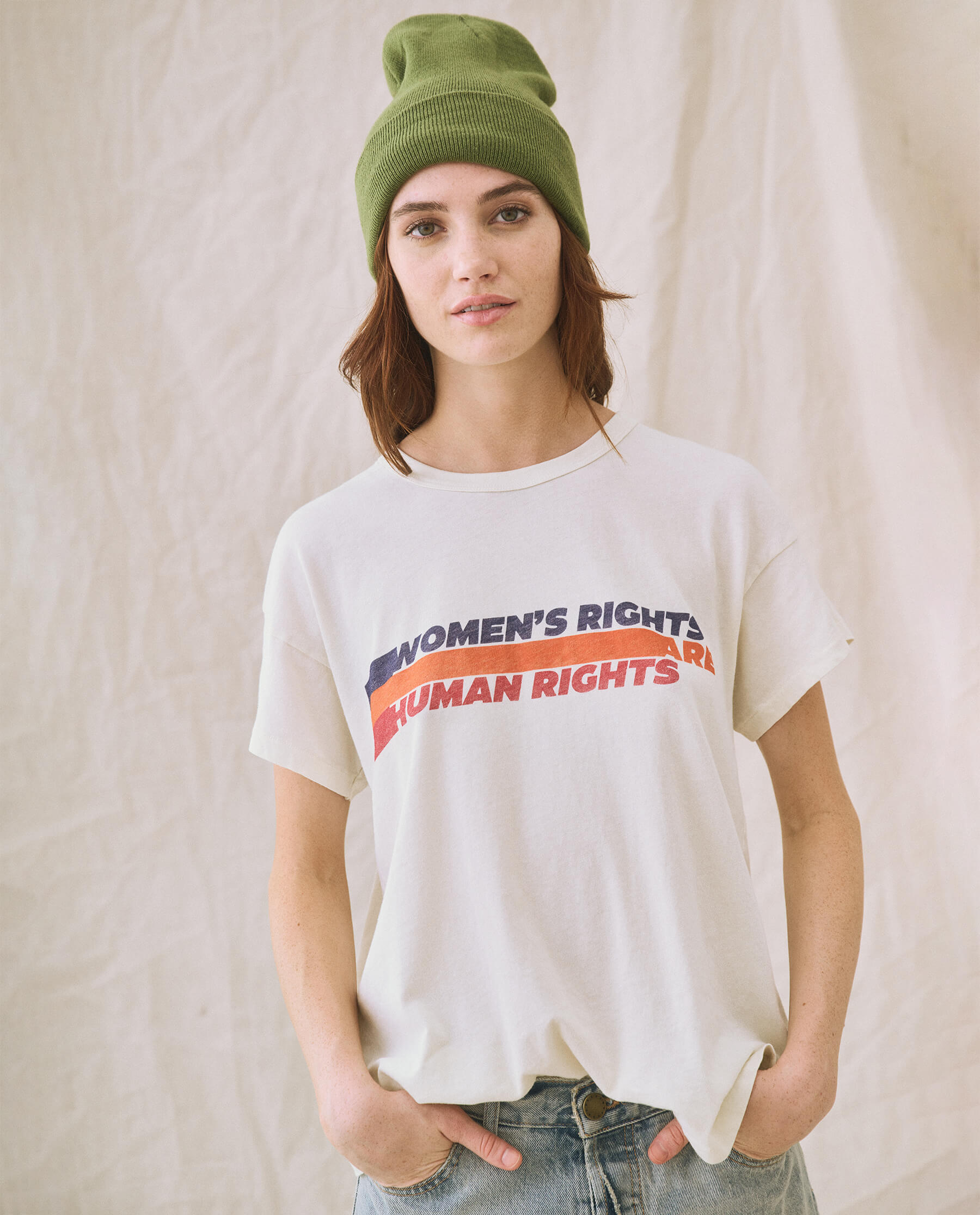 Limited Edition: The Women's Rights Boxy Crew. Graphic -- Washed White –  The Great.