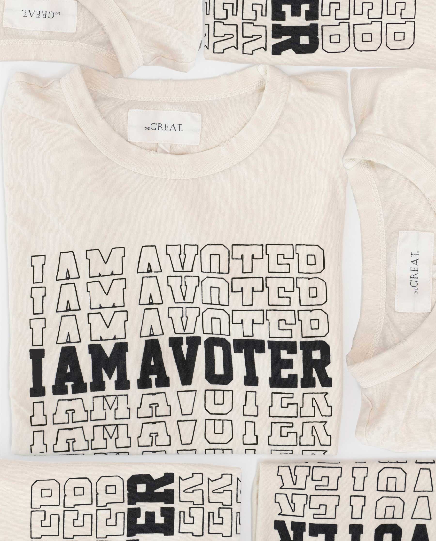 Limited Edition: The I Am A Voter Boxy Crew. -- Washed White