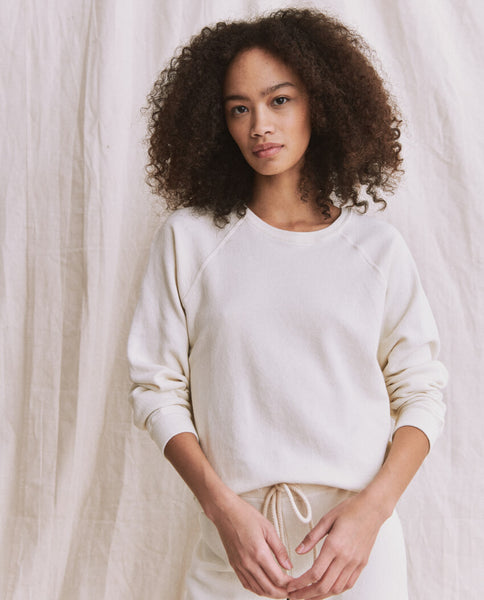 The Wide Leg Cropped Sweatpant. -- WASHED WHITE – The Great.