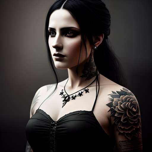 Customizable Gothic Lady Tattoo Prompt - Midjourney Image