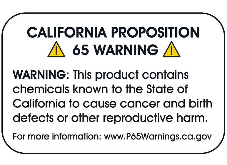 Prop 65 Warning Label Example