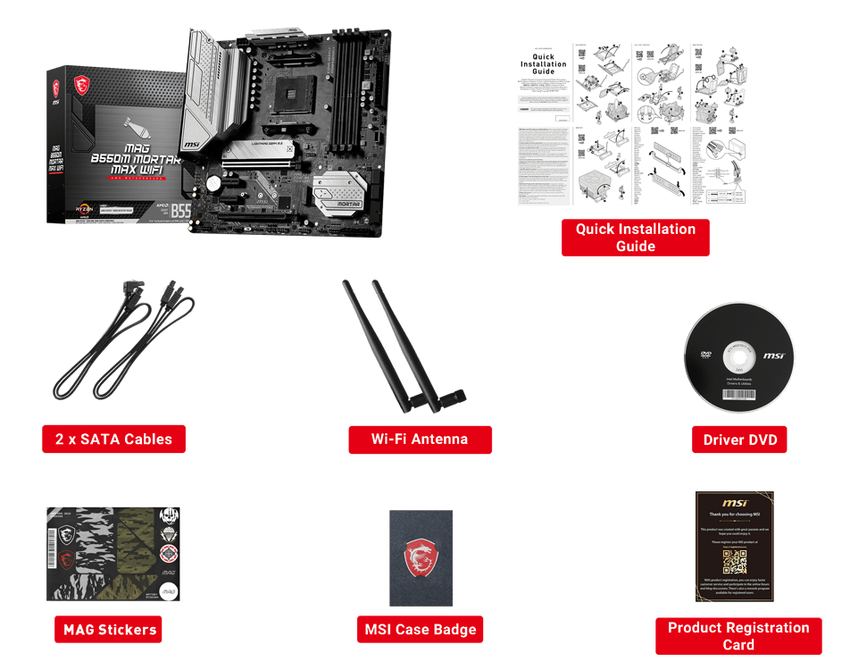 MSI MAG B550M MORTAR MAX WIFI Motherboard - Contents