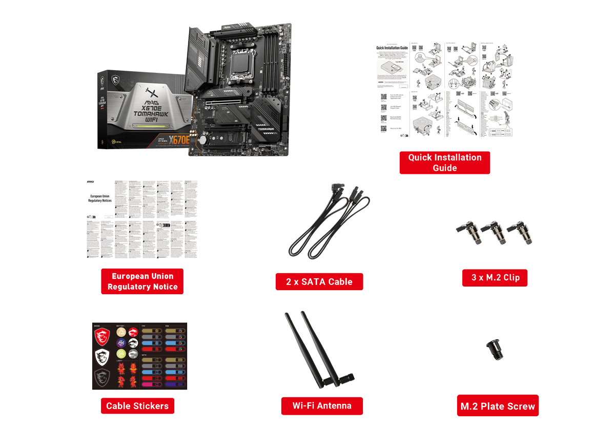 MSI MAG X670E TOMAHAWK WIFI Motherboard - Contents