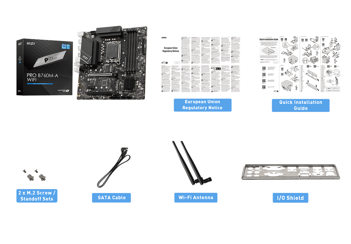 MSI PRO B760M-A WIFI — DDR5 Motherboard - Contents