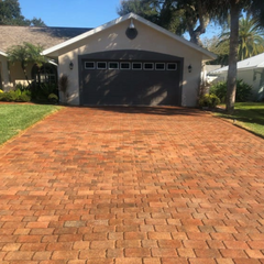 Driveway with a house