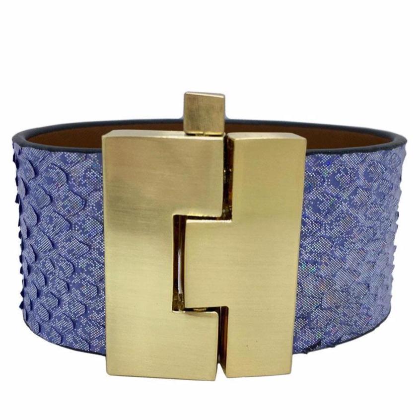 Wide Azure Python Jigsaw Cuff