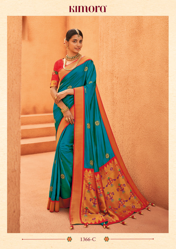 Kaavifab Green and Orange buy heavy banarasi silk green patola saree at Rs  1300 in Surat