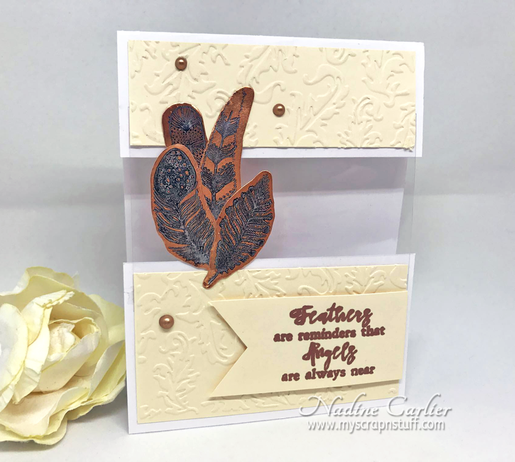 An Elegant Feather Card With A Peek A Boo Window — Brutus Monroe 0991