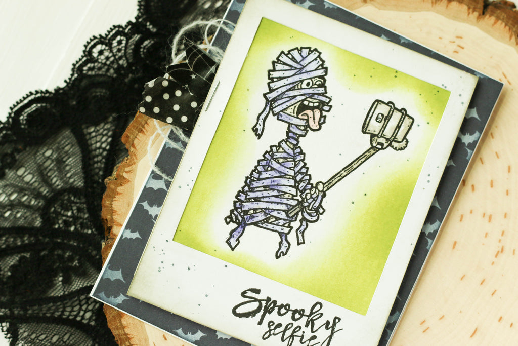 Spooky Selfie! Fun Halloween card created with Brutus Monroe inks, and stamps from the Carson Collection. 