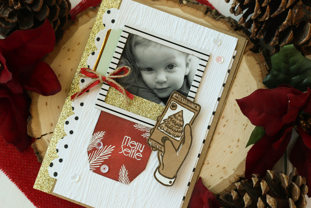 Brutus Monroe's stamp for November's stamp club is perfect for creating projects with your photos! We all send out family photos with our cards for Christmas, why not make your photo part of your card layout? 