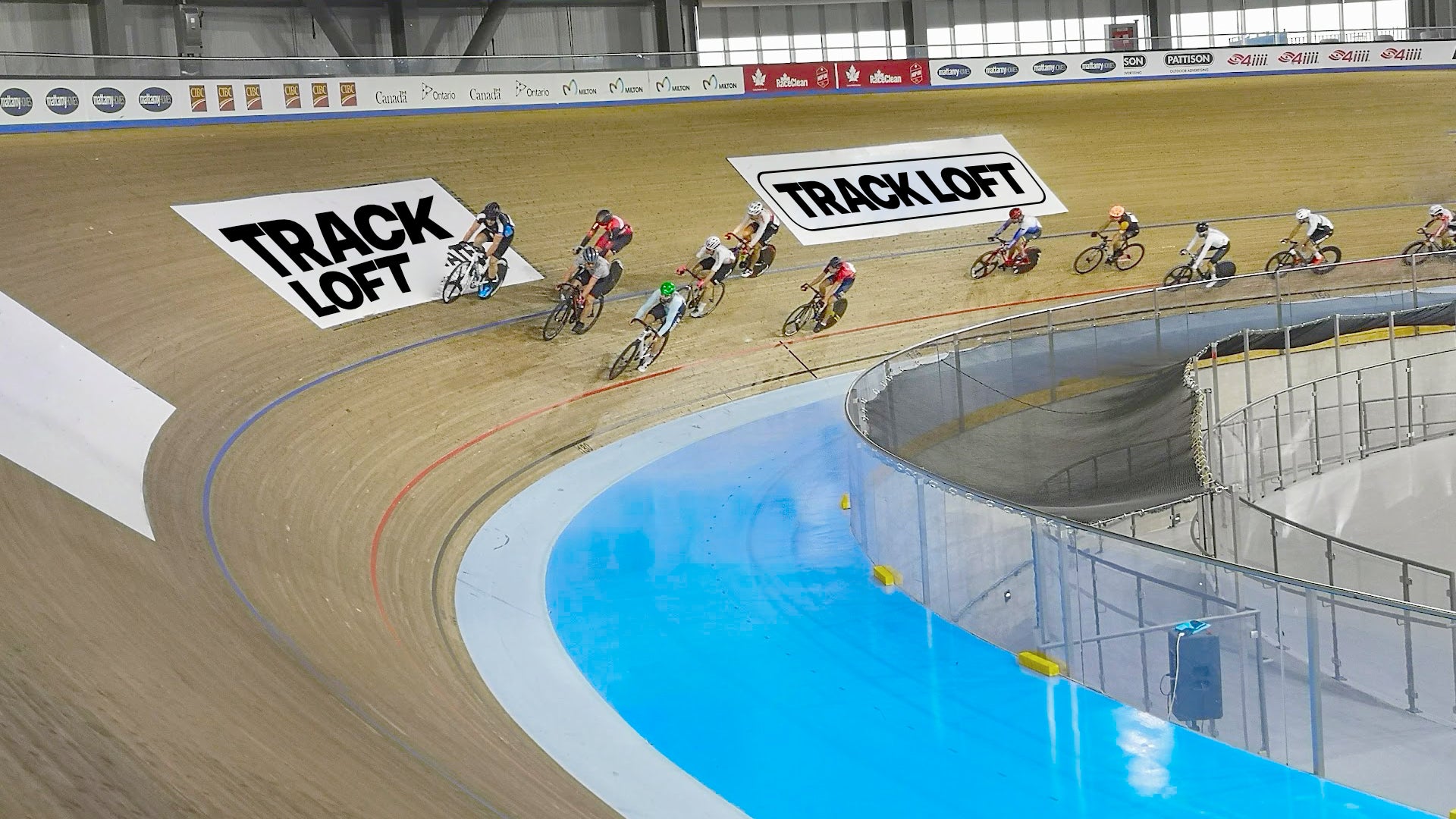 Track cyclist racing on a Velodrom in Canada