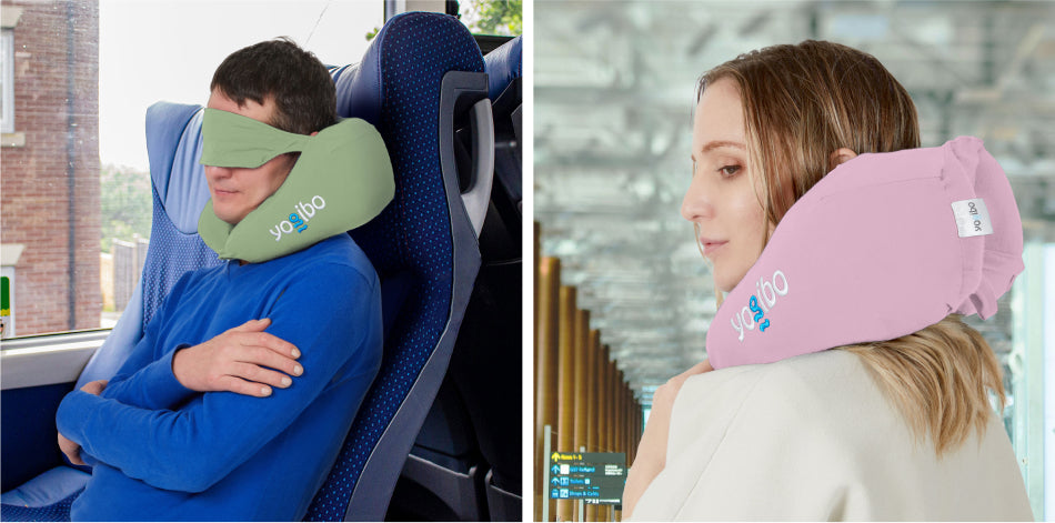 Yogibo Neck Pillow X Logo｜旅行に持ち出せるYogiboで、旅先でも快適な睡眠を。