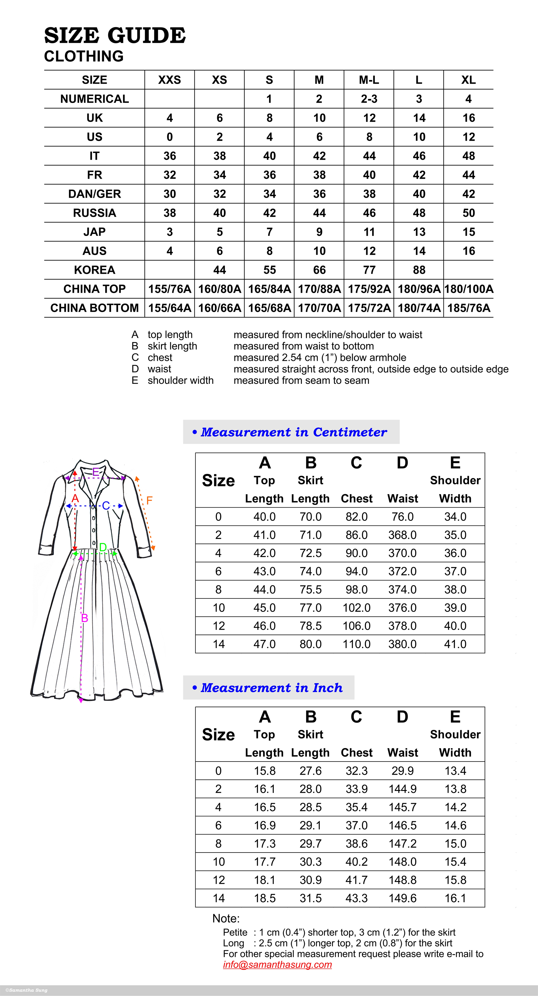 Women Dress Size Chart