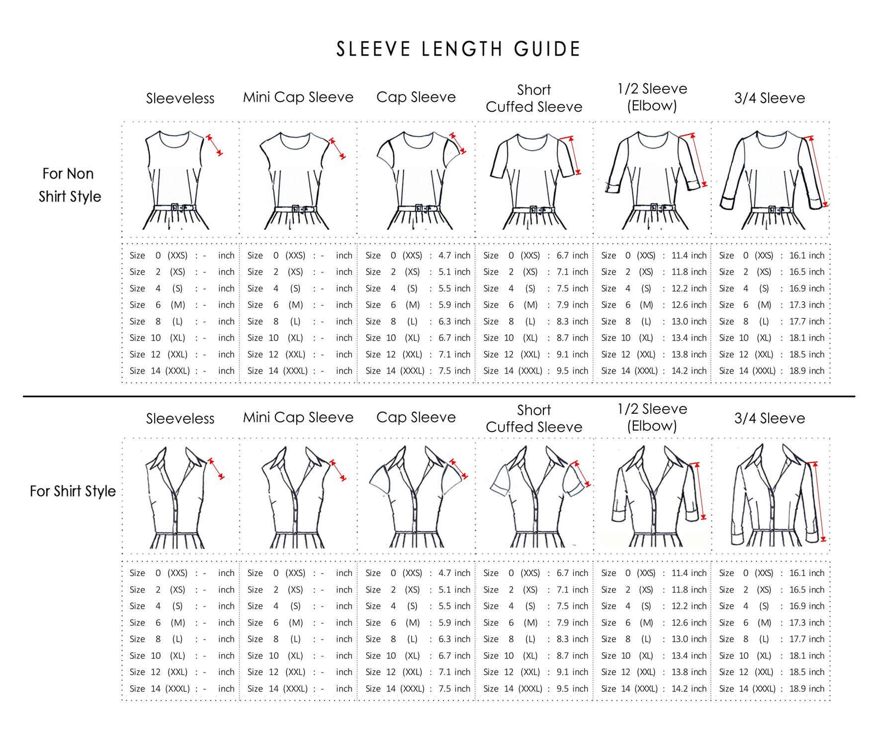 Samantha Sung Size Chart