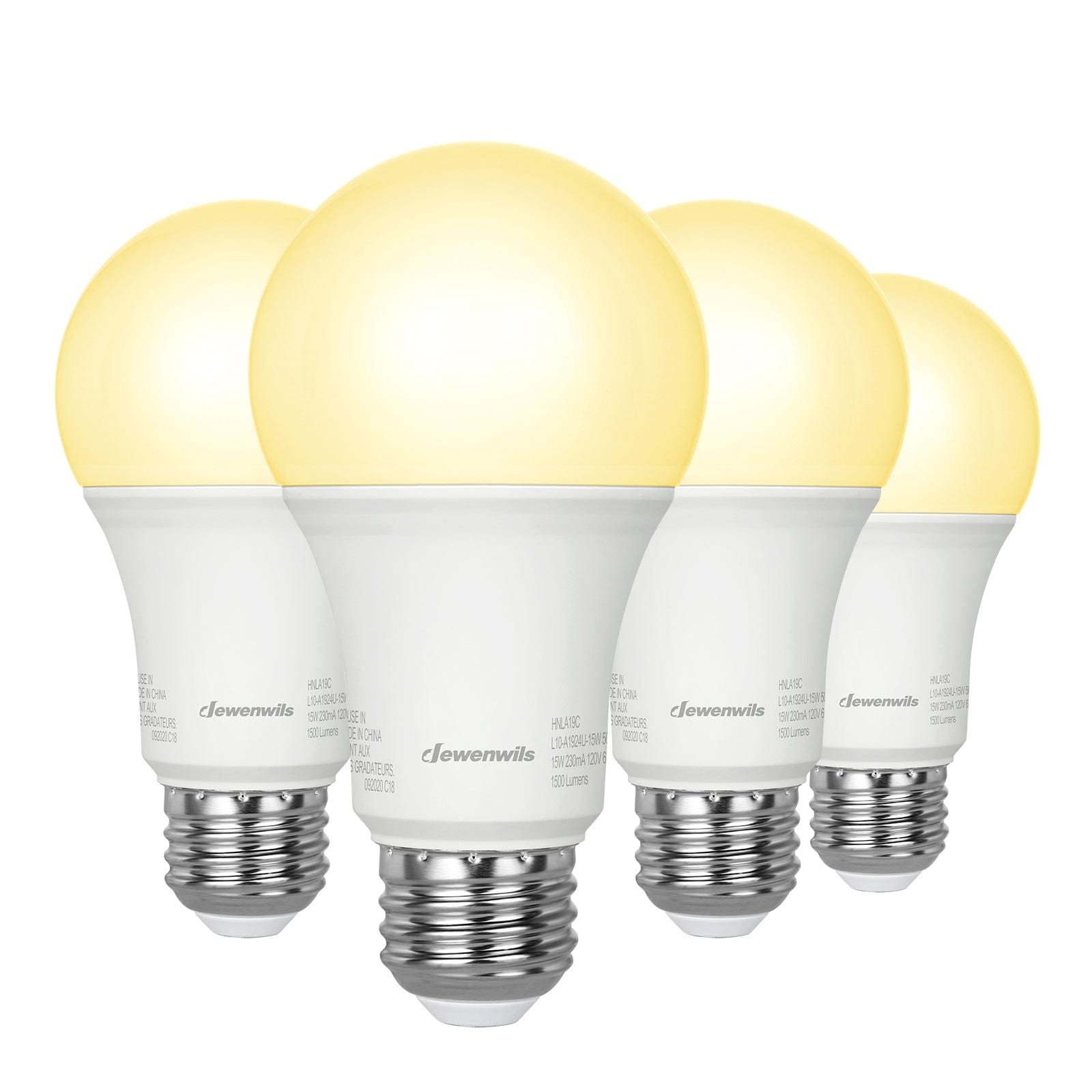 DEWENWILS 4-Pack A19 LED Light Bulb, 1500LM, 3000K Soft Warm Light Bulb, Energy Saving 14W(100W Equivalent) LED Bulb, E26 Medium Screw Base, Non Dimmable-HNLA19D3