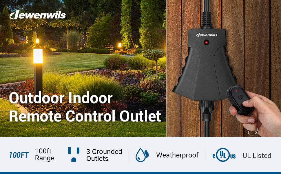 DEWENWILS Outdoor Indoor Remote Control Outlet, 110v 120v 125v
