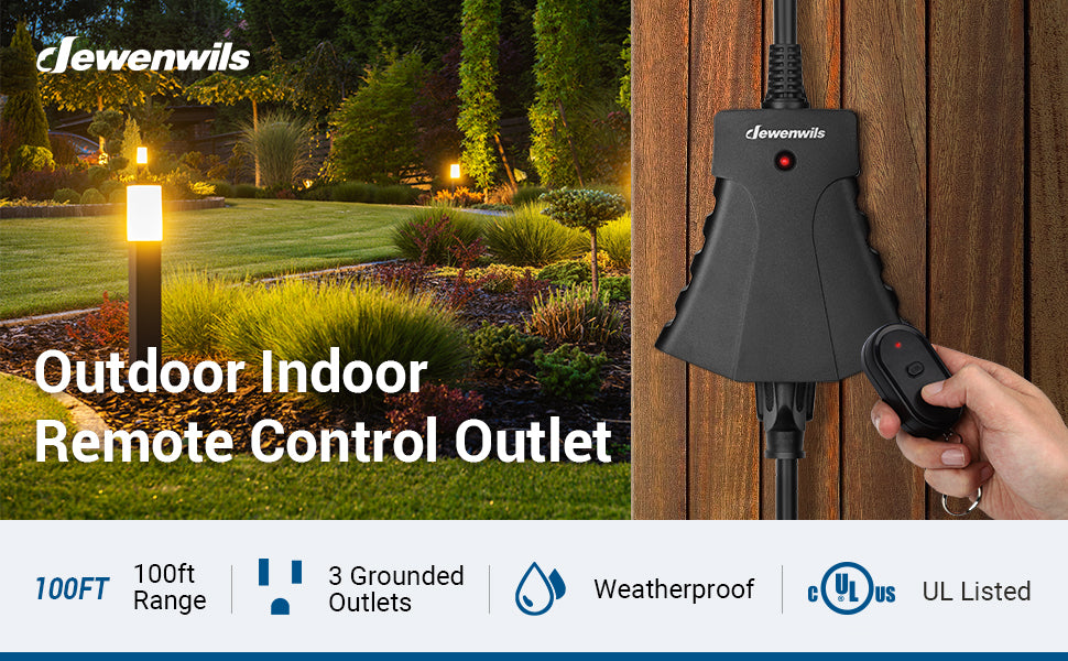 hrio13b dewenwils remote outlet power switch, outdoor wireless remote  control outlet