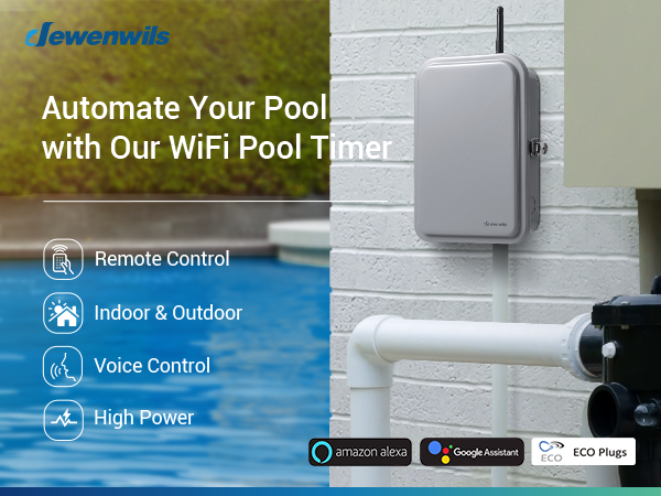 DEWENWILS WiFi Pool Pump Timer Box, Heavy Duty 40A 120-277 VAC 2HP for  Pool, Water Heater, Compatible with Alexa, Google Assistant – Dewenwils