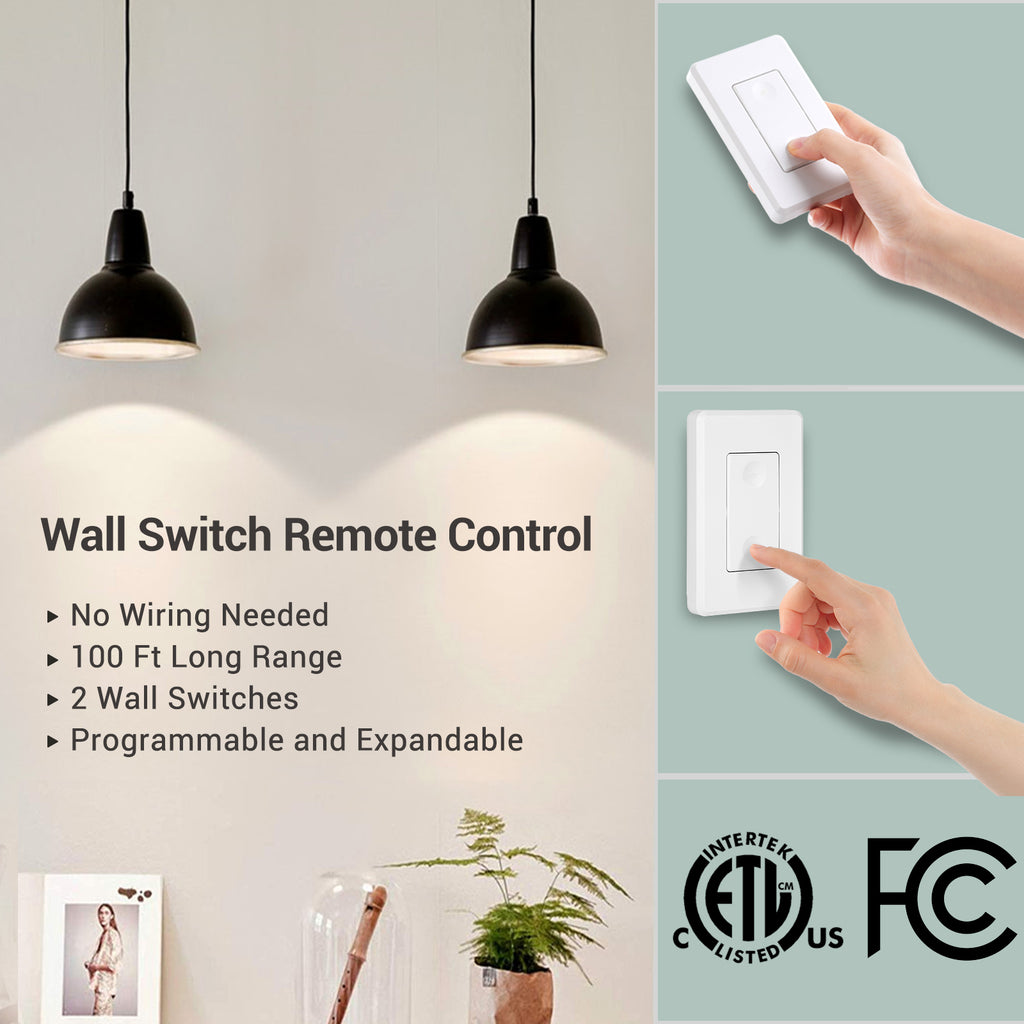 DEWENWILS Wireless Light Switch and Receiver Kit, No in-Wall Wiring  Required, Remote Control Switch Lighting Fixture for Ceiling Lights, Fans