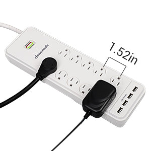 DEWENWILS 10ft Power Strip Surge Protector, 6-Outlet Strip with Low Profile Flat Plug, 15 Amp Circuit Breaker, 500 Joules, Wall Mount (2 Pack) HOU610B