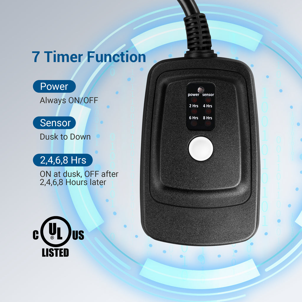 Remote Control 6 Outlet Light Sensor Digital Timer Outdoor Garden