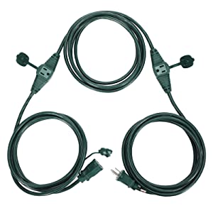 DEWENWILS 25ft Outdoor Extension Cord, Evenly Spaced 3 Outlets