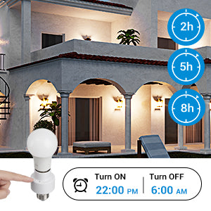 2-5-8 Hour Photocell Control Light Socket Timer with Wireless Remote  Control, White