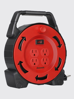 DEWENWILS 30 ft Extension Cord Reel 16/3 AWG SJTW, 4 Grounded Outlets, Red