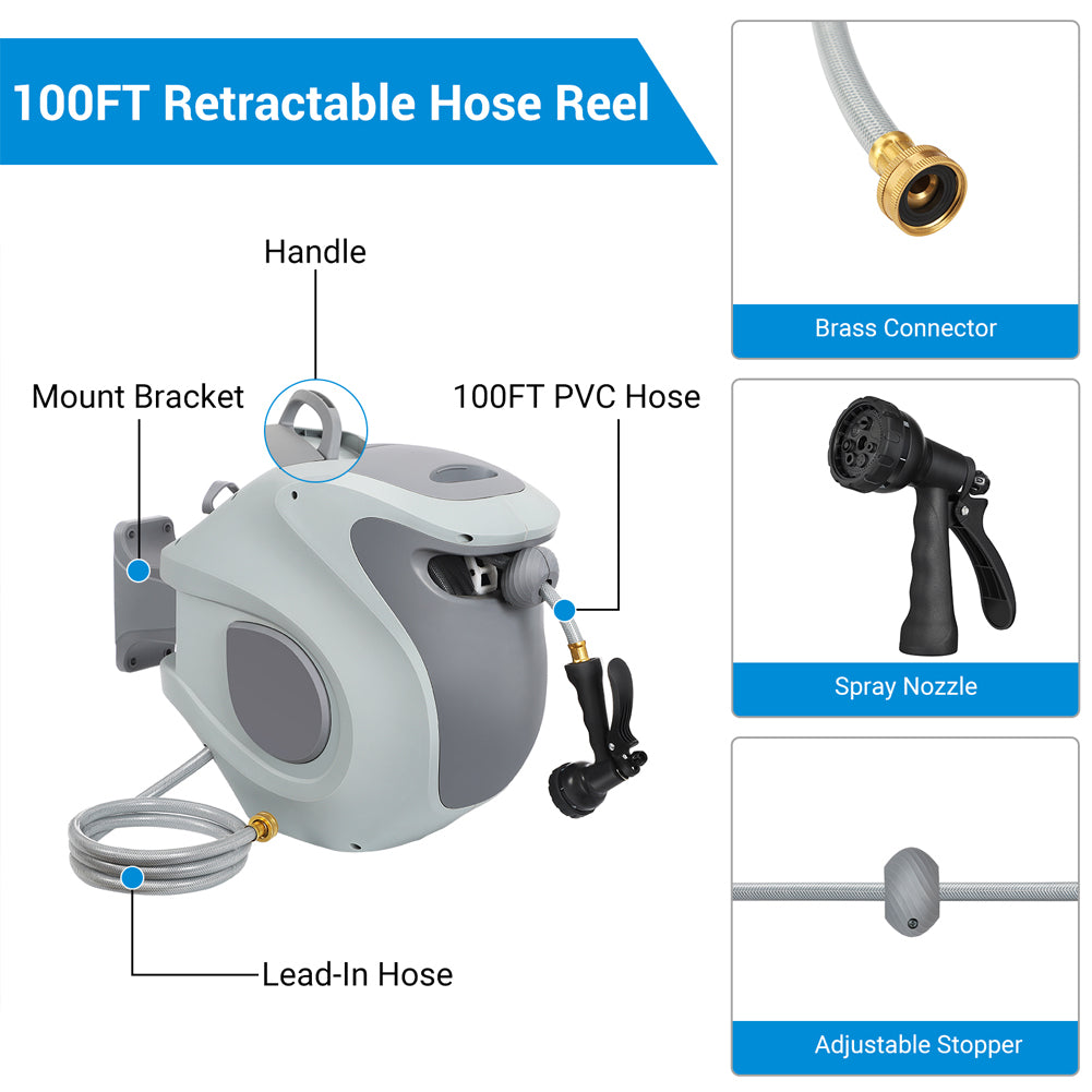 Rapid Reel Air Hose Reel With Lift Caddy — Holds 100ft. Air Hose