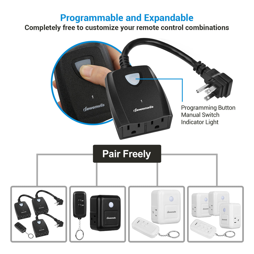 DEWENWILS Remote Control Outlet, 110v 120v 125v 15amp Wireless