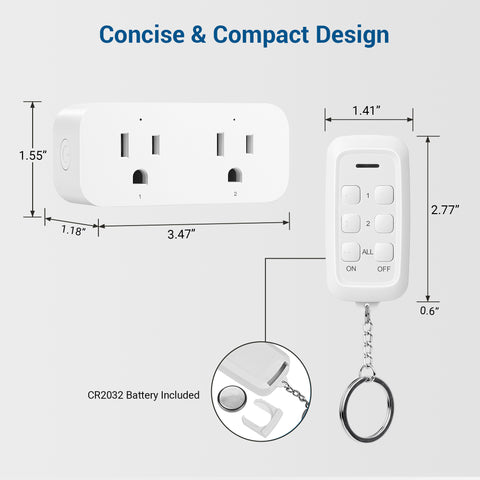 DEWENWILS Wireless Remote Control Outlet, 2 Independent Control