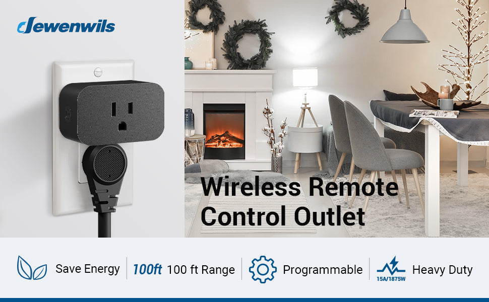 DEWENWILS Indoor 100ft Programmable Wireless Remote Control Outlet and  Switch (2 Remotes + 5 Outlets)--SHRS205B1, Dewenwils