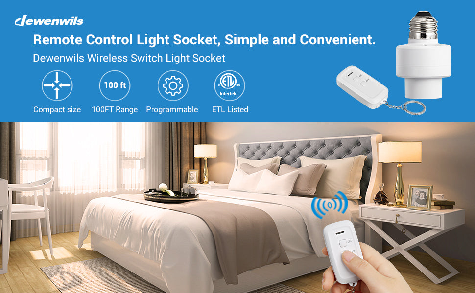 DEWENWILS Remote Control Light Socket, Wireless Remote Light Bulbs