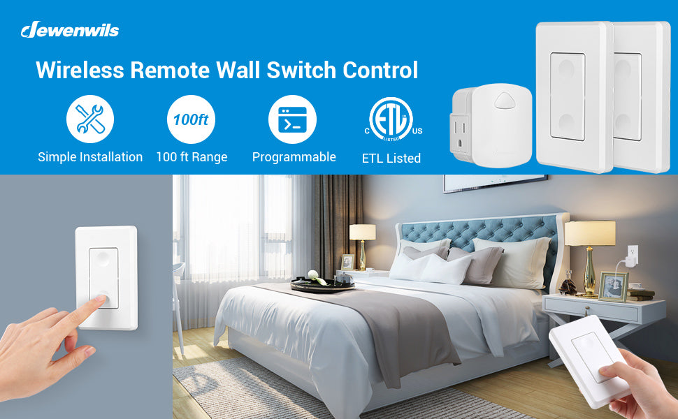 DEWENWILS Remote Control Electrical Outlet Switch, Indoor Wireless Remote  System, 100 Ft RF Range, For Lights, Fans, Lamps, Christmas Lights –  Dewenwils