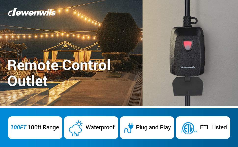 DEWENWILS Outdoor Wireless Remote Control Outlet Kit, Waterproof