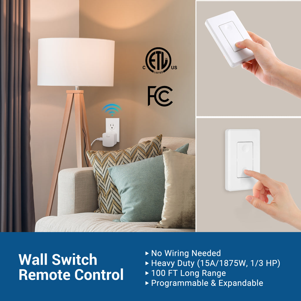 DEWENWILS Indoor Wireless Remote Control Outlet Switch, 15A/1875-Watt, 100 ft. RF Range - White