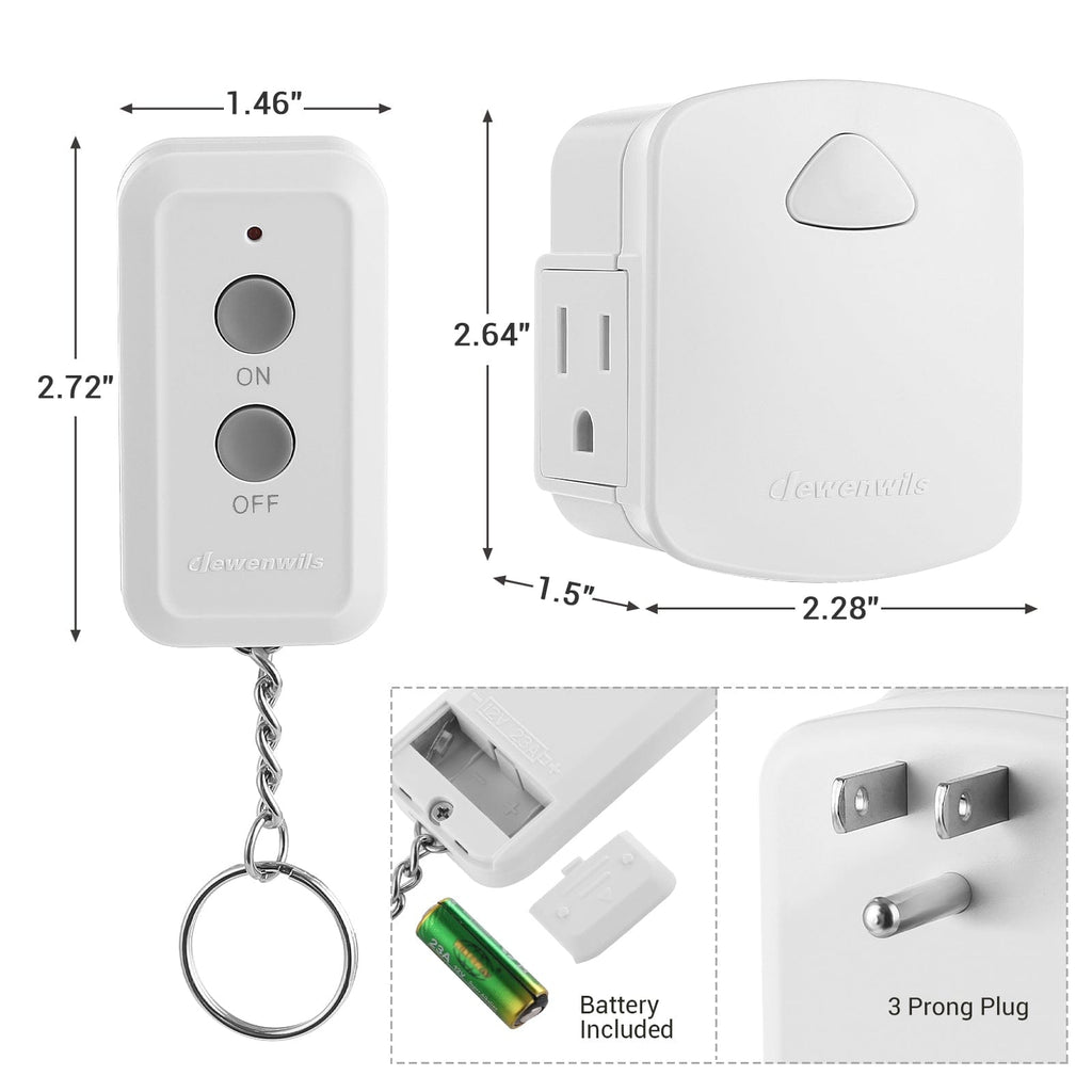 DEWENWILS Indoor Remote Control Outlet, Wireless Remote Electrical Outlet Switch, 100 ft Range, White